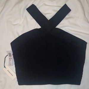 Aritzia Babaton Sculpt Knit Cross Crop shirt size large